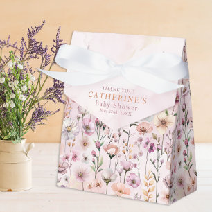 Caixas De Favor De Chás de fraldas De Flor Rosa -