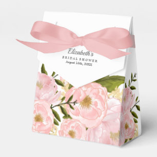 Caixas de Favor de Chuveiro de Noiva Peônias Rosa