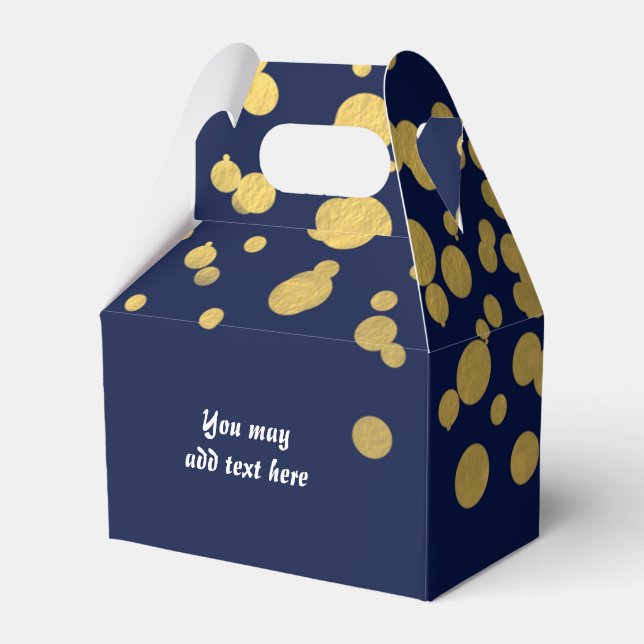 Caixas de Favor de Festa de Confeite Dourado e Azu (Frente)