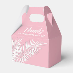 Caixas de Favor de Festa White Palms on Pink Gable