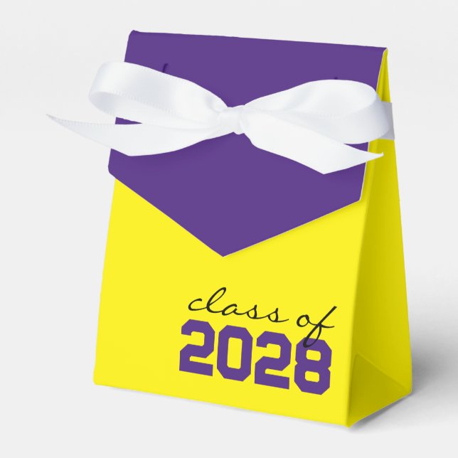 Caixas de Favor de Graduação Amarela & Roxa (Frente)