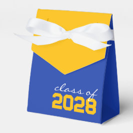 Caixas de Favor de Graduação Azul e Amarelo Dourad