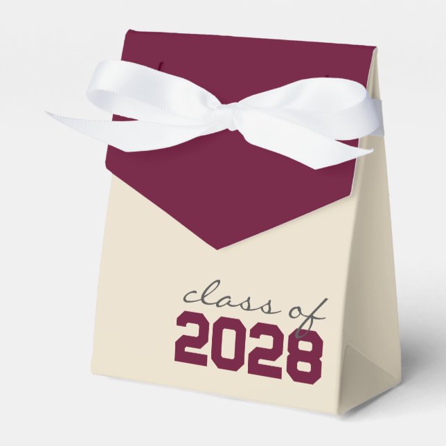 Caixas de Favor de Graduação Burgundy & Creme (Frente)