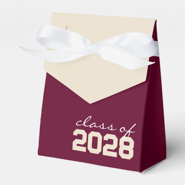 Caixas de Favor de Graduação Burgundy & Creme (Frente)