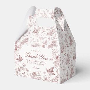 Caixas de Favor de Sobremesa Floral Burgundy Toile