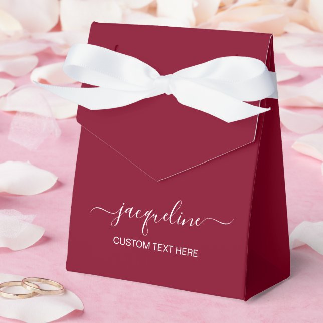 Caixas de Favor de Tenda Borgonha com Texto Person (Casamento)
