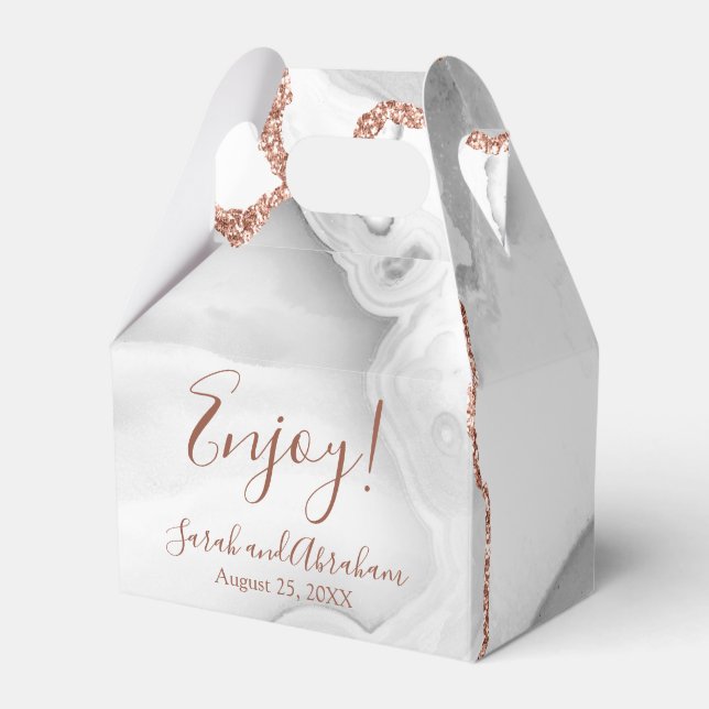 Caixas de Favor do Casamento Glitter Dourado Rosa  (Frente)