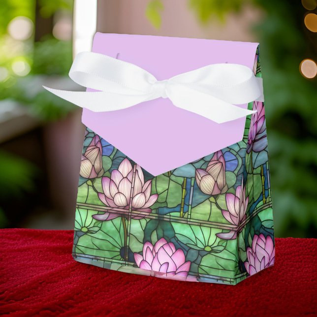 Caixas De Favor Do Lótus De Vidro Estido (Stained Glass Lotus tent-styled Favor Boxes! 🌸 Perfect for #weddings #parties 🎁 Add elegance!)