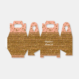 Caixas de Favor Dots com Confetes Rosa e Dourado