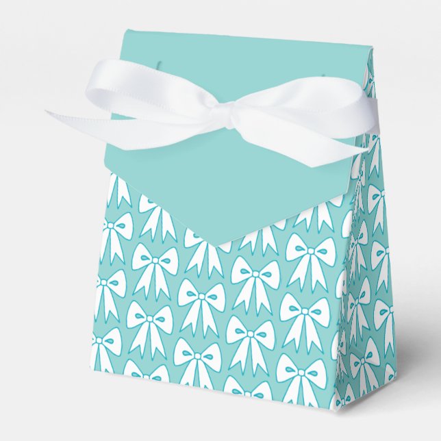 Caixas de Favor Elegantes Aqua com Laço (Frente)