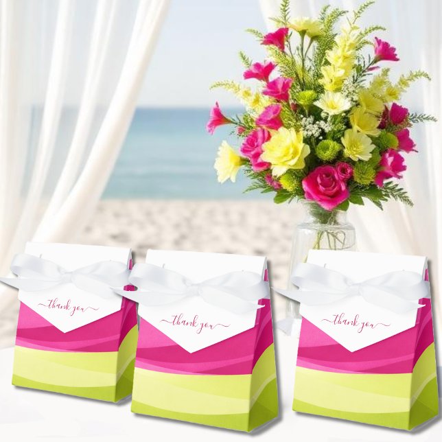 Caixas de Favor em Fuchsia e Verde Limão (Fuchsia and Lime Green Wedding Favor Boxes)