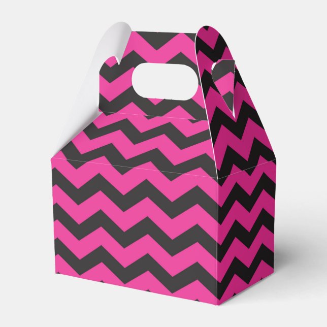 Caixas de Favor Modernas Pink & Black Chevron (Frente)