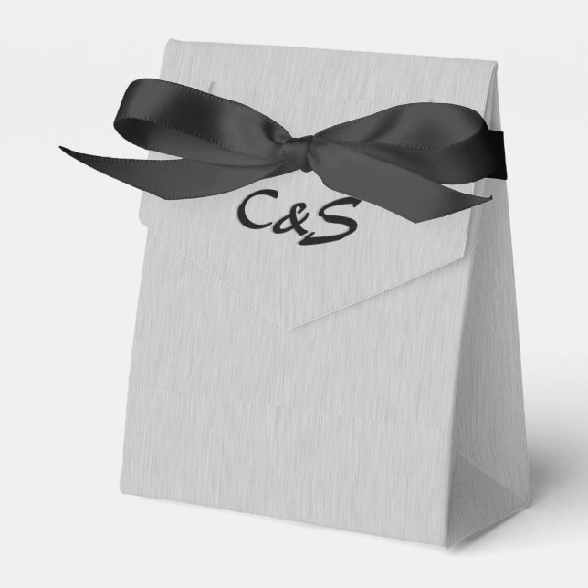 Caixas de Favor Monogramadas Prata Brilhante (Frente)