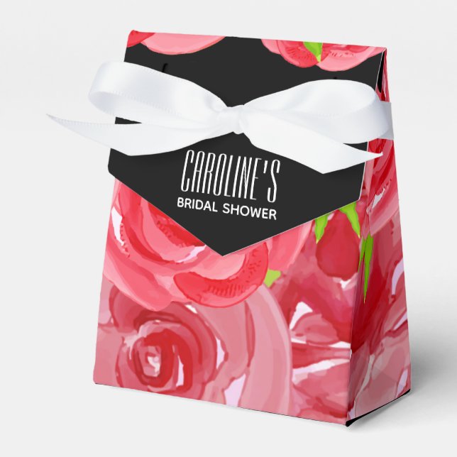 Caixas de Favor no Estilo Tenda com Rosas Vermelha (Frente)