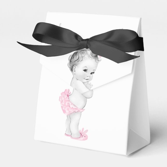 Caixas de Favor para Chá de Bebê Princesa Rosa (Frente)