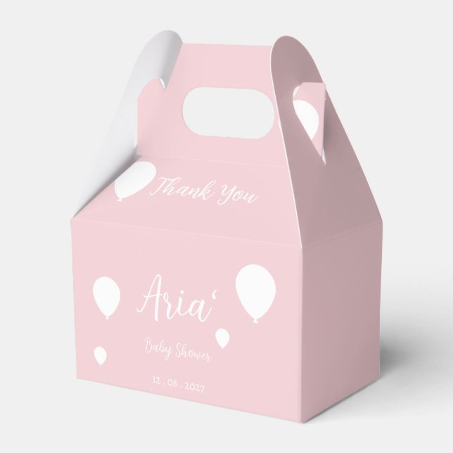 Caixas de Favor para Chá de Bebê Rosa (Frente)