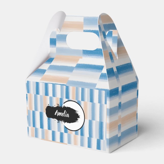 Caixas de Favor Personalizadas com Aquarela Azul e (Frente)