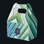 Caixas de Favor Personalizadas com Monograma Azul<br><div class="desc">Caixas de favor elegantes com um design abstrato moderno azul-verde e monograma personalizado. Perfeitas para casamentos,  festas e eventos especiais.</div>