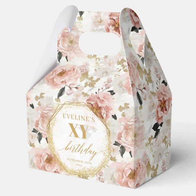 Caixas de Favoritos de Aniversário com Cor de Água (Radiant Blush Pink Watercolor Birthday Favor Boxes)