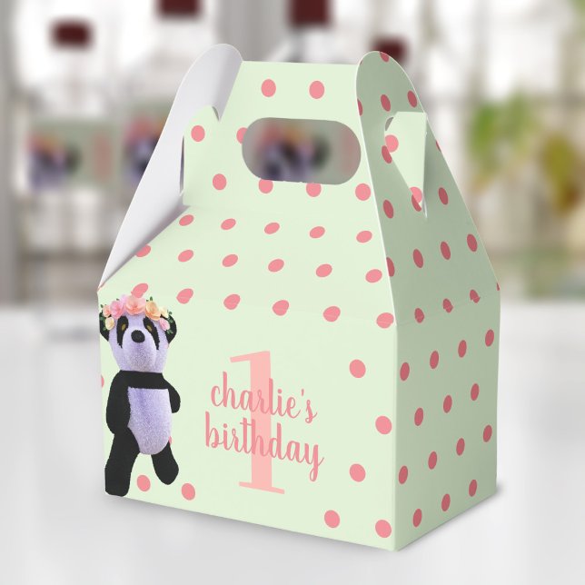 Caixas de Favoritos de Festa de aniversário de Bol (Just add your name and birthday age to this cute panda favor box)
