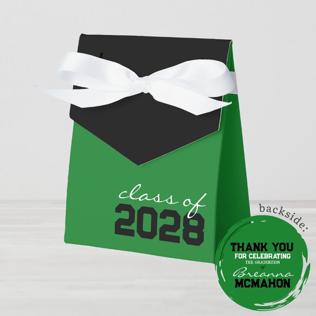 Caixas de Favoritos de Graduação Verde e Preta (Green and Black Graduation Class of Any Year Favor Gift Boxes)