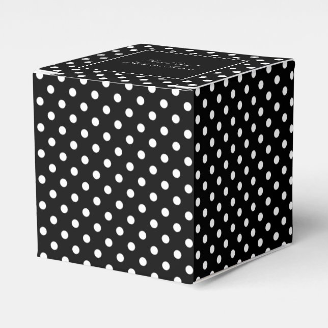 Caixas de favoritos de polkadot preto e branco (Frente)