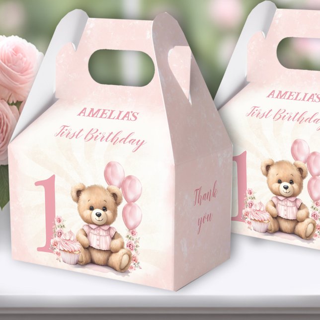 Caixas de Favoritos do Número do Urso de Teddy Ros (Bear Birthday Favor Boxes - You can choose from 3 sizes by clicking on the STYLE dropbox.)
