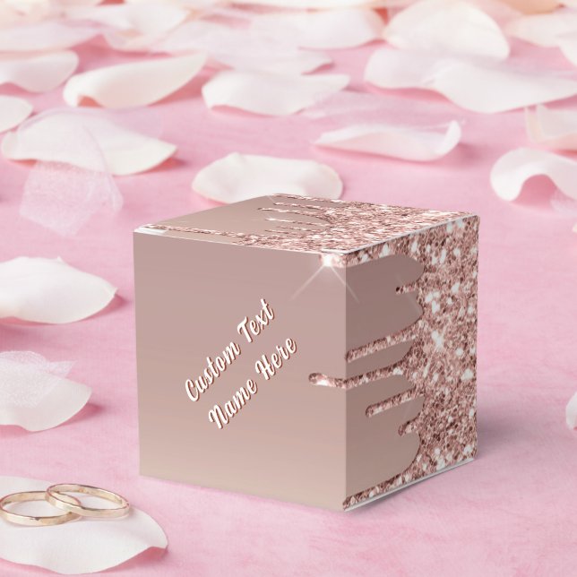 Caixas de Presente com Brilho em Rose Gold com Tex (Casamento)