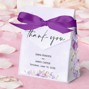 Caixas de Presente de Casamento com Flores Roxas