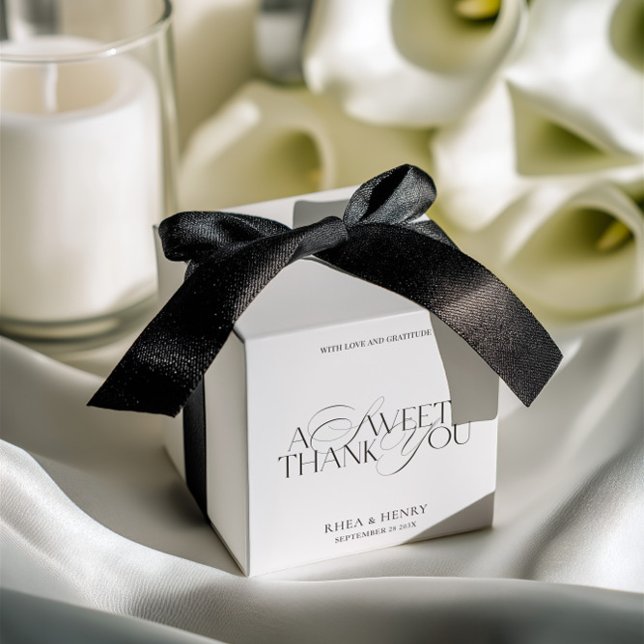 Caixas de Presente de Casamento Modernas Um Doce O (A Sweet Thank You Modern Wedding Favor Boxes)