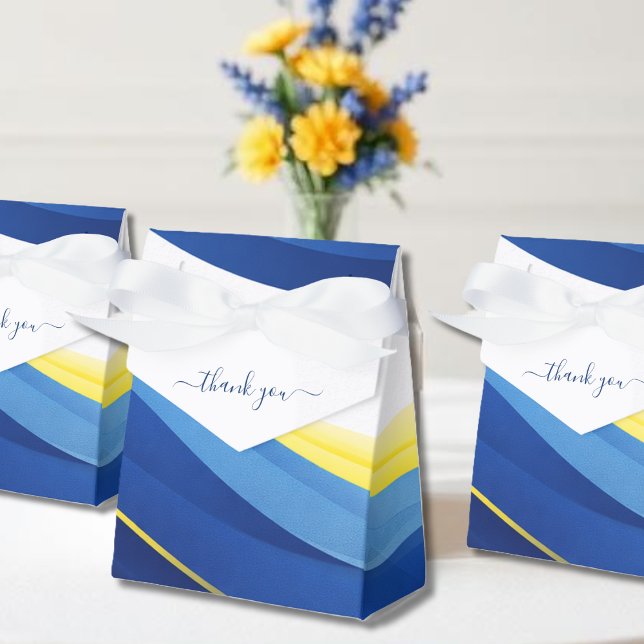 Caixas de Presentes de Casamento Azul Cobalto e Am (Cobalt Blue and Yellow Wedding Favor Boxes )
