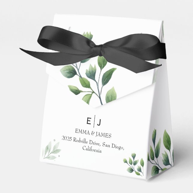 Caixas de Presentes de Casamento Greenery Chic (Frente)