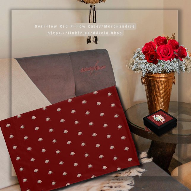 Caixas Vermelhas OVERFLOW - Adiela Akoo (Overflow Red Pillow Cases by Poet Adiela Akoo. Add matching blanket, lamp & jewelry box. GET IT NOW!)