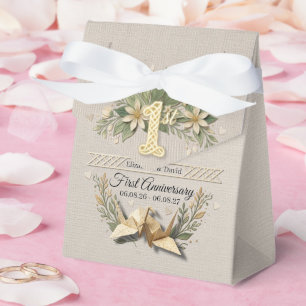 Caixinha De Lembrancinhas 1º Aniversário de Casamento de Papel Grous Florais