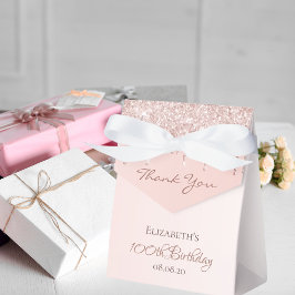 Caixinha De Lembrancinhas 100º Aniversário rosa dourado pinga cor-de-rosa ob