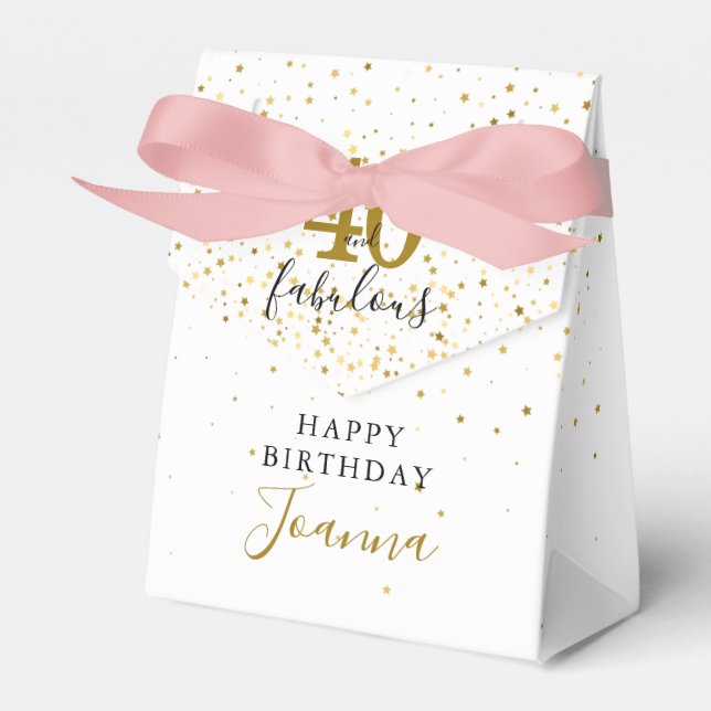 Caixinha De Lembrancinhas 40 e Fabulosos Aniversário Dourado e Preto Elegant (Frente)