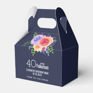 Caixinha De Lembrancinhas 40 e Texto fabuloso - Aniversário Floral de Aquar