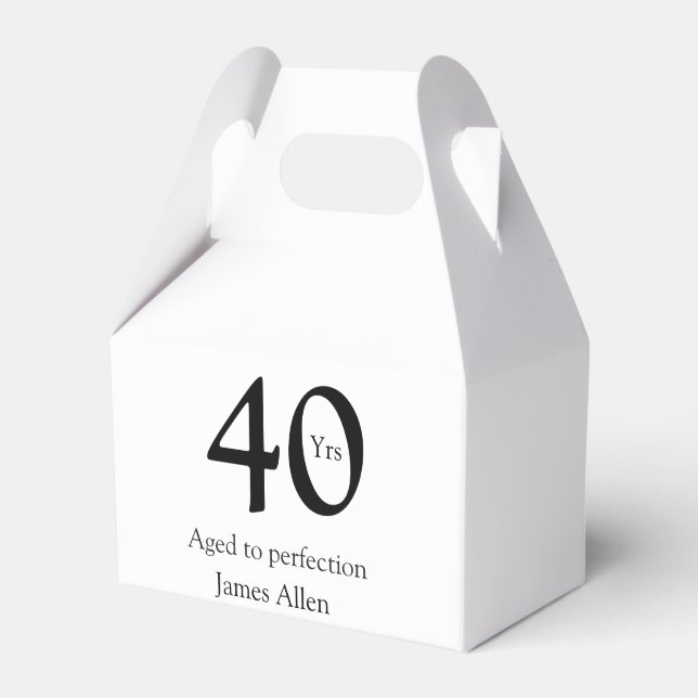 Caixinha De Lembrancinhas 40 years aged to perfection birthday name simple  (Frente)