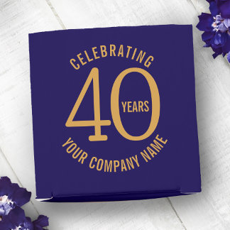 Caixinha De Lembrancinhas 40 years blue gold business anniversary logo