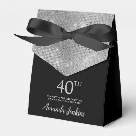 Caixinha De Lembrancinhas 40th Birthday Silver Thank You Favor Box