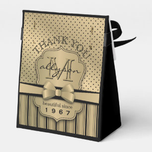 Caixinha De Lembrancinhas 50th Arco Dourado das listras das bolinhas de