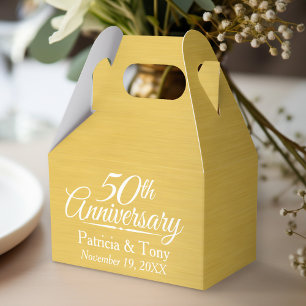 Caixinha De Lembrancinhas 50th Ouro personalizado do aniversário de