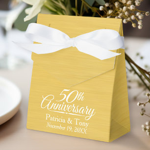 Caixinha De Lembrancinhas 50th Ouro personalizado do aniversário de