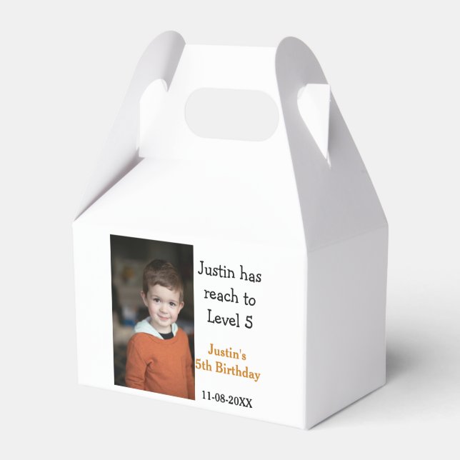 Caixinha De Lembrancinhas 5 jogo de aniversário em data moderna (Frente)