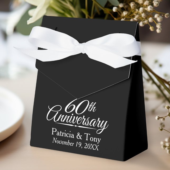 Caixinha De Lembrancinhas 60º Aniversário de Casamento - Preto Personalizado (Personalized gift box for wedding anniversary party favors)