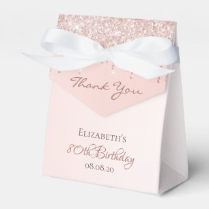 Caixinha De Lembrancinhas 80 Birthday rosa dourado glam obrigado