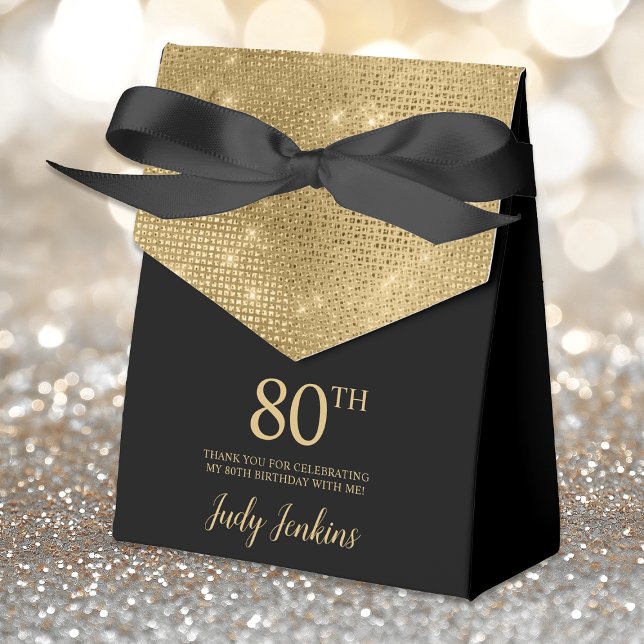 Caixinha De Lembrancinhas 80th Birthday Gold Thank You Favor Box (Criador carregado)