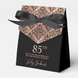 Caixinha De Lembrancinhas 85th Birthday Rose Gold Damask Thank You