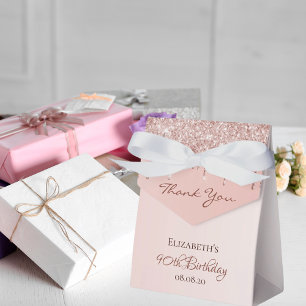 Caixinha De Lembrancinhas 90 Birthday rosa dourado glam obrigado
