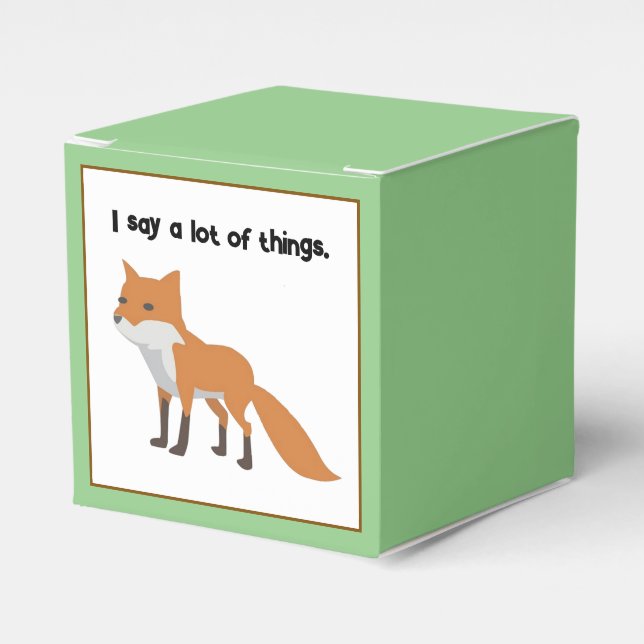 Caixinha De Lembrancinhas A Fox Diz... Design de Cartoon Meme Engraçado. (Frente)